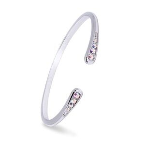 NWT Silver Open Cuff Bracelet with Swarovski Crystals – Adjustable Fashion Jewel